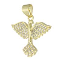 Cubic Zirconia Micro Pave Brass Pendant, gold color plated, DIY & micro pave cubic zirconia, golden, 20x18x2mm, 10PCs/Lot, Sold By Lot