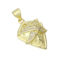 Cubic Zirconia Micro Pave Brass Pendant, gold color plated, DIY & micro pave cubic zirconia, golden, 14x21x5mm, 10PCs/Lot, Sold By Lot