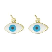 Brass Jewelry Pendants, Evil Eye, gold color plated, DIY & enamel, golden, 14x9.50x3mm, Sold By PC