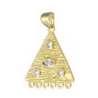 Brass Pendant Findings, gold color plated, DIY & micro pave cubic zirconia, golden, 20x22x2mm, 10PCs/Lot, Sold By Lot