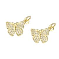 Cubic Zirconia Micro Pave Brass Pendant, Butterfly, gold color plated, DIY & micro pave cubic zirconia, golden, 16x10x2mm, 10PCs/Lot, Sold By Lot