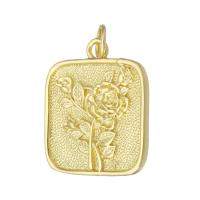 Brass Jewelry Pendants, gold color plated, DIY & with flower pattern, golden, 18x21x2mm, 10PCs/Lot, Sold By Lot