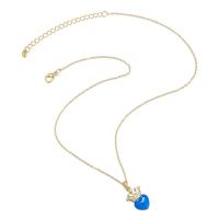 Cubic Zircon Micro Pave Brass Necklace, with 2.76 extender chain, gold color plated, fashion jewelry & micro pave cubic zirconia & enamel, more colors for choice, Length:45 cm, Sold By PC