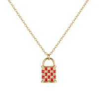 Cubic Zircon Micro Pave Brass Necklace, with 2.76 extender chain, gold color plated, fashion jewelry & micro pave cubic zirconia & enamel, more colors for choice, Length:50 cm, Sold By PC