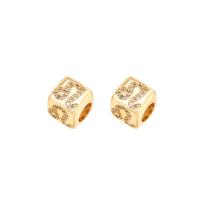 Cubic Zirconia Micro Pave Brass Beads, gold color plated, fashion jewelry & different styles for choice & micro pave cubic zirconia, golden, 8x8mm, Sold By PC