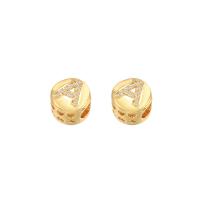 Perles cubes en laiton zircon Micro Pave, Placage de couleur d'or, bijoux de mode & styles différents pour le choix & pavé de micro zircon, doré, 8x6mm, Vendu par PC