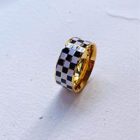 Titanium Steel Finger Ring gold color plated fashion jewelry & enamel golden 8mm Sold By PC