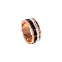 Titanium Čelik Finger Ring, porasla zlatna boja pozlatom, modni nakit & različite veličine za izbor & s Rhinestone, porasla zlatnu boju, Prodano By PC