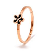 Ring Finger Titantium stali, Kwiat, Powlekane, biżuteria moda & różnej wielkości do wyboru & emalia, dostępnych więcej kolorów, sprzedane przez PC