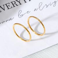 Titanium Steel Finger Ring gold color plated fashion jewelry  & with rhinestone golden Sold By PC