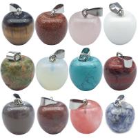 Gemstone Pendants Jewelry, with paper box, Apple, 3D effect, mixed colors, 100x130mm, Approx 12PCs/Box, Sold By Box