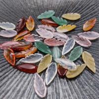 Gemstone Vedhæng Smykker, Natursten, Leaf, Carved, forskellige materialer til valg & Unisex, flere farver til valg, 10x25mm, Solgt af PC