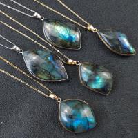 Labradorite Pendant, with Brass, plated, Unisex, more colors for choice, 35-50mmx8-10mm, Sold By PC