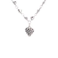 Brass Necklace Heart silver color plated Korean style & for woman & hollow nickel lead & cadmium free Length Approx 18.5 Inch Sold By PC