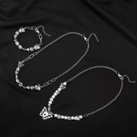Титановые стали ожерелье, титан, с Кристаллы & Пластиковая жемчужина, Мужская & разные стили для выбора, оригинальный цвет, продается PC