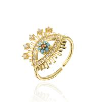 Brass Cuff Finger Ring, gold color plated, Adjustable & micro pave cubic zirconia & for woman, 17x16mm, Hole:Approx 1.5mm, Sold By PC