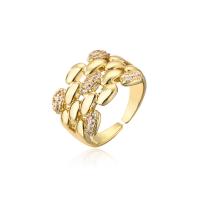 Cúbicos Circonia Micro Pave anillo de latón, metal, chapado en color dorado, Ajustable & micro arcilla de zirconia cúbica & para mujer, 18mm, agujero:aproximado 1.5mm, Vendido por UD