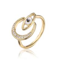 Cubic Zirconia Micro Pave Brass Ring, gold color plated, Adjustable & micro pave cubic zirconia & for woman & enamel, 18mm, Hole:Approx 1.5mm, Sold By PC