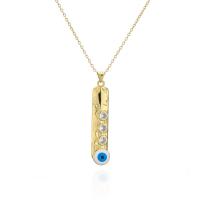 Cubic Zircon Micro Pave Brass Necklace, gold color plated, micro pave cubic zirconia & for woman & enamel, more colors for choice, 11x50mm, Length:Approx 17.71 Inch, Sold By PC