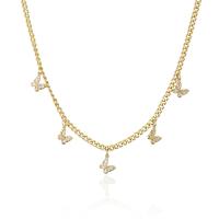 Cubic Zircon Micro Pave Brass Necklace gold color plated micro pave cubic zirconia & for woman Length Approx 15.74 Inch Sold By PC