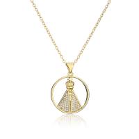 Cubic Zircon Micro Pave Brass Necklace Cross gold color plated micro pave cubic zirconia & for woman & hollow Length Approx 17.71 Inch Sold By PC
