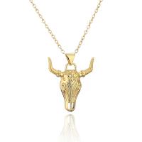 Brass Necklace Bull gold color plated for woman Length Approx 17.71 Inch Sold By PC