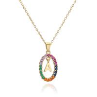 Cubic Zircon Micro Pave Brass Necklace, gold color plated, different styles for choice & micro pave cubic zirconia & for woman & hollow, 15x30mm, Length:Approx 17.71 Inch, Sold By PC