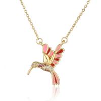 Cubic Zircon Micro Pave Brass Necklace, Bird, gold color plated, micro pave cubic zirconia & for woman & enamel, more colors for choice, 25x27mm, Length:Approx 17.71 Inch, Sold By PC