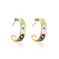 Brass Stud Earring, gold color plated, for woman & enamel, 6x20mm, Sold By PC