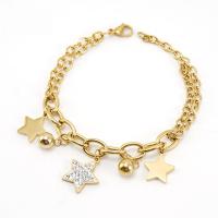 Stainless Steel Jewelry Bracelet 18K gold plated for woman & with rhinestone Length Approx 8.66 Inch Sold By PC
