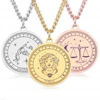 Stainless Steel Jewelry Necklace, plated, with constellation symbols & different designs for choice & for woman, more colors for choice, 20x22.50mm, Length:Approx 17.72 Inch, Sold By PC