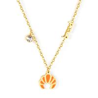 Stainless Steel Jewelry Necklace, with 1.97inch extender chain, gold color plated, for woman & with rhinestone, Length:Approx 15.75 Inch, Sold By PC