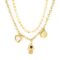 Collier de bijoux en acier inoxydable, avec 1.97inch chaînes de rallonge, Placage de couleur d'or, Double couche & unisexe, Longueur:Environ 17.72 pouce, Vendu par PC