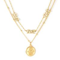 Collier de bijoux en acier inoxydable, avec 1.97inch chaînes de rallonge, Placage de couleur d'or, Double couche & unisexe, Longueur:Environ 15.75 pouce, Vendu par PC