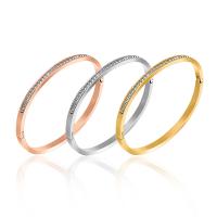 Acier titane bracelet ordinaire, Placage, bijoux de mode & avec strass, plus de couleurs à choisir, 50x3.80x60mm, Vendu par PC