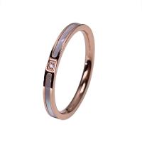 Titanium Steel Finger Ring, with Shell, plated, fashion jewelry & different size for choice & with rhinestone, more colors for choice, Sold By PC
