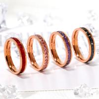 Titanium Steel Finger Ring plated fashion jewelry & with rhinestone Sold By PC