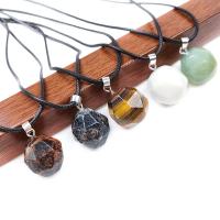 Natural Gemstone Necklace, Natural Stone, with leather cord, Polygon, different materials for choice & Unisex & faceted, more colors for choice, 15-18mm, Length:Approx 17.72 Inch, Sold By PC