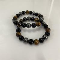 Gemstone Bracelets Tiger Eye with Hematite & Black Agate Round polished Unisex black and brown 10mm Length Approx 7.48 Inch Sold By PC