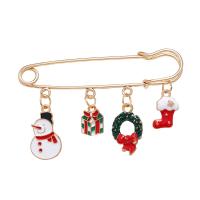 Christmas Brooches Zinc Alloy gold color plated Christmas Design & enamel & with rhinestone nickel lead & cadmium free Sold By PC