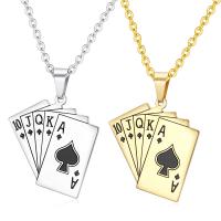 Stainless Steel Jewelry Necklace, Poker, plated, different styles for choice, more colors for choice, 31x41mm, Length:21.65 Inch, Sold By PC