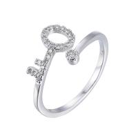 Brass Cuff Finger Ring silver color plated micro pave cubic zirconia silver color nickel lead & cadmium free Sold By PC