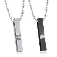 Edelstahl Schmuck Halskette, Rechteck, plattiert, verschiedene Stile für Wahl & mit Strass, keine, 5x33mm, Länge:21.65 ZollInch, verkauft von PC
