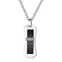 Stainless Steel Jewelry Necklace Rectangle plated with rhinestone black Length 21.65 Inch Sold By PC