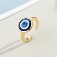Evil Eye Smykker Finger Ring, Resin, med Zinc Alloy, forgyldt, Unisex & justerbar, flere farver til valg, 10mm, Størrelse:6-8, Solgt af PC