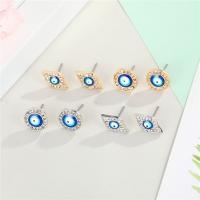 Evil Eye Earrings Zinc Alloy plated & for woman & with rhinestone Sold By Pair