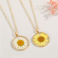 Zinc Alloy Jewelry Necklace Resin with Zinc Alloy with 1.96inch extender chain Flower gold color plated oval chain & for woman & hollow Length Approx 19.6 Inch Sold By PC