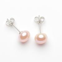 Freshwater Pearl Earrings, sterling silver post pin, different size for choice & for woman, more colors for choice, Sold By Pair