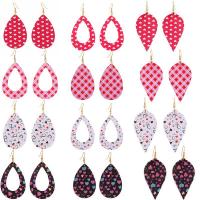 PU Leather Drop Earring, with Tibetan Style, Teardrop, plated, different styles for choice & for woman & hollow, 47x78mm, Sold By Pair