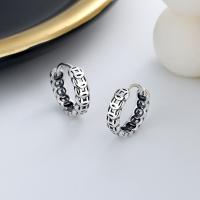 925 Sterling Silver Huggie Hoop Earring, for woman, silver color, 13x13mm, Sold By Pair